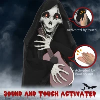 HOMCOM Guitar-Playing Grim Reaper Outdoor Halloween Decoration Animatronic(m-6)