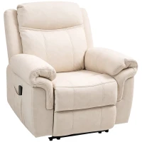 HOMCOM Manual Recliner Chair with Vibration Massage, Side Pockets, Microfibre Reclining Chair for Living Room, Cream White(m-11)
