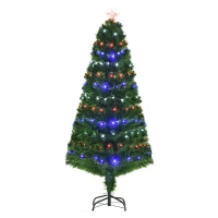HOMCOM 5ft Fiber Optic Artificial Fir Christmas Tree, LED Pre-Lit Holiday Decoration with 180 Lights and Branch Tips(m-11)
