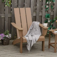 Outsunny Patio Adirondack Chair, Outdoor HDPE Fire Pit Chair, Weather Resistant Outdoor Chair with High-back, Patio Chair for Deck, Garden, Backyard, Brown(m-2)