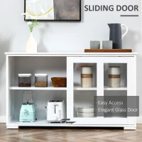 HOMCOM Sideboard Buffet Cabinet, Stackable Credenza, Coffee Bar Cabinet with Sliding Glass Door and Adjustable Shelf, White(m-5)
