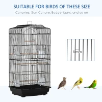 PawHut 36" Bird Cage, Macaw Play House, Cockatoo, Parrot, Finch Flight Cage, 2 Doors Perch, 4 Feeder Pet Supplies, Black(m-7)