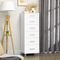 HOMCOM Chest of Drawers, Dresser with 6 Drawers for Bedroom, 6 Drawer Dresser for Living Room, White(m-1)