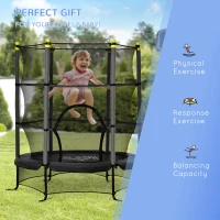 Soozier 5.3' Kids Trampoline with Safety Enclosure for 3-10 Years, Black(m-7)