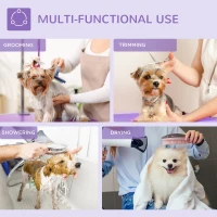 PawHut Foldable Pet Grooming Table for Dogs Cats with Adjustable Arm, Non-slip Surface, Purple(m-7)