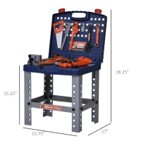 Qaba 68 Pcs Kids Tool Bench, Foldable Pretend Workbench Toy Tool Set, Power Tools Workshop with Electric Drill for Toddler 3 to 6 Years Old(m-3)