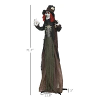 HOMCOM 6' Life Size Outdoor Animated Prop Zombie with Realistic Skeleton Chest, Scary Sharp Teeth, Sound and Motion Activated(m-3)