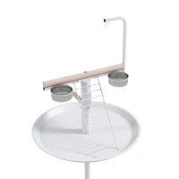 PawHut Bird Stand with Wheels, Perches, Feed Bowls, Round Tray for Parrot(m-7)