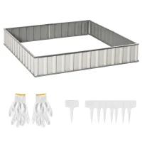 Outsunny 8.5' x 3' x 1' Raised Garden Bed, Galvanized Metal Planter Box for Vegetables Flowers Herbs, White(m-11)