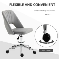 Vinsetto Mid Back Office Chair Velvet Fabric Swivel Scallop Shape Computer Desk Chair, Grey(m-6)