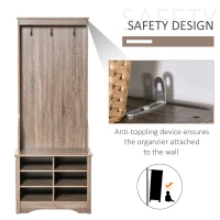 HOMCOM Hall Tree, Rustic Entryway Bench with Coat Rack, Mudroom Bench with Storage and Hooks for Hallway or Living Room, Brown(m-5)
