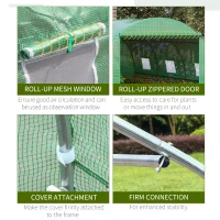 Outsunny 13' x 10' x 6.6'  Walk-in Polytunnel Greenhouse, Outdoor Garden Tunnel Greenhouse Tent with Zipped Roll-Up Door and 6 Mesh Windows, Green(m-6)