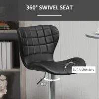 HOMCOM Set of 2 Counter Height Bar Stools Swivel Stool Height Adjustable Bar Chairs with Footrest for Kitchen Dining Home Pub, Black(m-6)