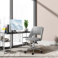 Vinsetto Mid Back Office Chair Velvet Fabric Swivel Scallop Shape Computer Desk Chair, Grey(m-8)