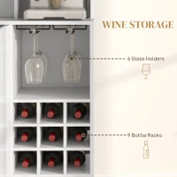 HOMCOM Coffee Bar Cabinet, Kitchen Hutch with Wine Storage, Microwave Countertop, Drawer and Tempered Glass Doors, White(m-5)