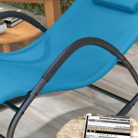 Outsunny UV Water Resistant Rocking Chair for Sunbathing, Lawn, Garden or Pool, Light Blue(m-9)