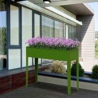 Outsunny 39" x 12" x 34" Raised Garden Bed Raised Garden Flower Bed Plant Kit Vegetable Herb Box with 3 Holes, Green(m-8)