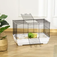 PawHut Rabbit Guinea Pig Cage, Bunny Cage Pet Pen with Sliding-Out Trays, Bottom Wood Board, Doors, 24" x 15" x 16"(m-10)