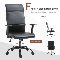 Vinsetto Office Chair High Back Height Adjustable Rolling Swivel Chair with Rocking Function Faux Leather Computer Desk , Black(m-6)