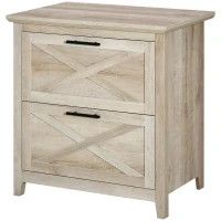 HOMCOM Retro Wooden 2-Drawer Lateral File Chest Cabinet Pedestal for Document Storage with Hanging Bar for Letter/Legal Size, White Oak(m-11)