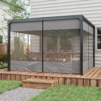 Outsunny Pergola Gazebo Curtains for 10' x 10' Pergola, 4 Pack Side Panels Replacement with Large Windows and Zipped Doors(m-8)