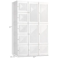 HOMCOM Portable Wardrobe Closet, Folding Clothes Storage Organizer with 8 Cube Compartments, 2 Hanging Rods, 11 Magnet Doors, White(m-3)