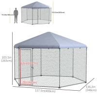 PawHut Chicken Coop with Cover for Outdoor Backyard, Chicken Run for 10-15 Chickens, Rabbits, Ducks, 13.1' x 11.4'(m-3)