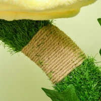 PawHut 18" Plush Cat Tree with Two Flower Platforms, Multi-Activity Centre Cat Tower with Jute Scratching Posts, Elevated Perches, Round Roomy Condo with Door, Green(m-9)