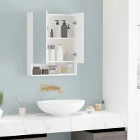 kleankin Wall Mounted Bathroom Medicine Cabinet with Mirror and Adjustable Shelves, White(m-8)
