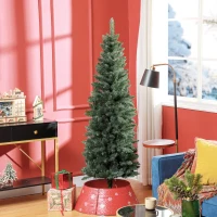 HOMCOM 6ft Tall Pencil Artificial Christmas Tree with 479 Branch Tips with Steel Base, Green(m-8)