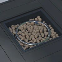 Outsunny 28 Inch Propane Fire Pit Table, 40,000 BTU Rattan Gas Fire Pit Table with Rain Cover, Mesh Lid, Lava Stone, Mixed Grey(m-9)