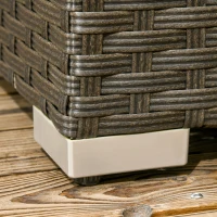 Outsunny 6 Pieces Outdoor Rattan Patio Furniture Set with Corner Sofa, Wood-Plastic Coffee Table, Light Grey(m-10)