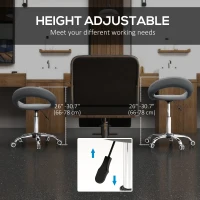 HOMCOM Modern Hydraulic Moon Salon Stool Rolling Swivel Chair Massage Spa Tattoo Pub Bar Stool, Grey(m-5)