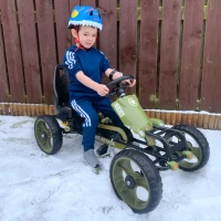 Aosom Pedal Go Kart for Kids with Adjustable Seat for 3-6 Year Old Boys and Girls, Green(m-10)