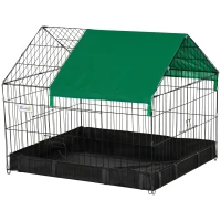 PawHut Metal Outdoor Small Animal Cage for Rabbits and Cats, Black(m-2)