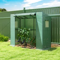 Outsunny Walk-in Portable Greenhouse Small Greenhouse for Outdoors with UV-resistant PE Cover, 6.6' x 2.5' x 5.6' Green(m-10)