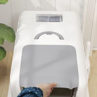 PawHut 2 in 1 Stainless Steel Cat Litter Box with Removable Lid, Scoop, Filter Bags, for Small to Large Cats, White(m-9)