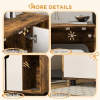 PawHut Hidden Cat Litter Box Enclosure with Double Doors and Sand Drain Pad, Rustic Brown(m-7)
