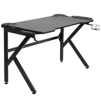 HOMCOM 47" Gaming Desk, Home Office Computer Table Workstation with Cup Holder, Headphone Hook, Black(m-11)