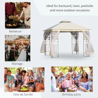 Outsunny 10'x10' Soft-top Steel Patio Gazebo Outdoor Sun Shelter with 2-Tier Polyester Roof, Curtain Sidewalls, White(m-7)