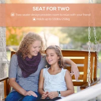 Outsunny 2 Person Front Porch Swing, Hanging Patio Swing, Outdoor Swing Bench with Pine Wood Frame and Hanging Chains for Garden and Yard(m-4)