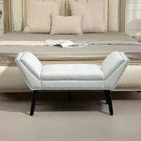 HOMCOM Modern Upholstered Bench, End of Bed Bench for Bedroom, Hallway Bench with Arms and Nailhead Trim(m-7)