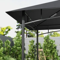 Outsunny 8' x 5' Barbecue Gazebo, 2-Tier BBQ Gazebo with 2 Side Shelves, Storage Basket, Hanging Hooks, Dark Grey(m-10)