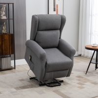 HOMCOM Wingback Lift Chair for Elderly, Power Chair Recliner with Footrest, Remote Control, Side Pockets, Grey