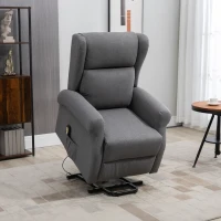 HOMCOM Wingback Lift Chair for Elderly, Power Chair Recliner with Footrest, Remote Control, Side Pockets, Grey(m-1)