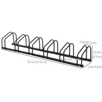 HOMCOM 6-Bike Bicycle Floor Parking Rack Cycling Storage Stand Ground Mount Garage Organizer for Indoor and Outdoor Use Black(m-3)