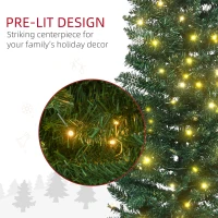 HOMCOM 7' Pre Lit Artificial Pencil Christmas Trees, Xmas Tree with Realistic Branches and Warm White LED Lights, Green(m-5)