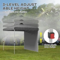 Outsunny 8 x 8 Pop Up Canopy with 1 Sidewall, Carry Bag and 4 Sand Bags, Height Adjustable Instant Sun Shelter, Dark Grey(m-5)