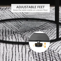 HOMCOM Round Coffee Table, 32 in Modern Center Table with Black Metal Frame, Coffee Tables for Living Room, White(m-7)