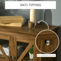 HOMCOM Sideboard Buffet Cabinet, Glass Door Credenza, Coffee Bar Cabinet with Adjustable Shelf, Natural(m-8)